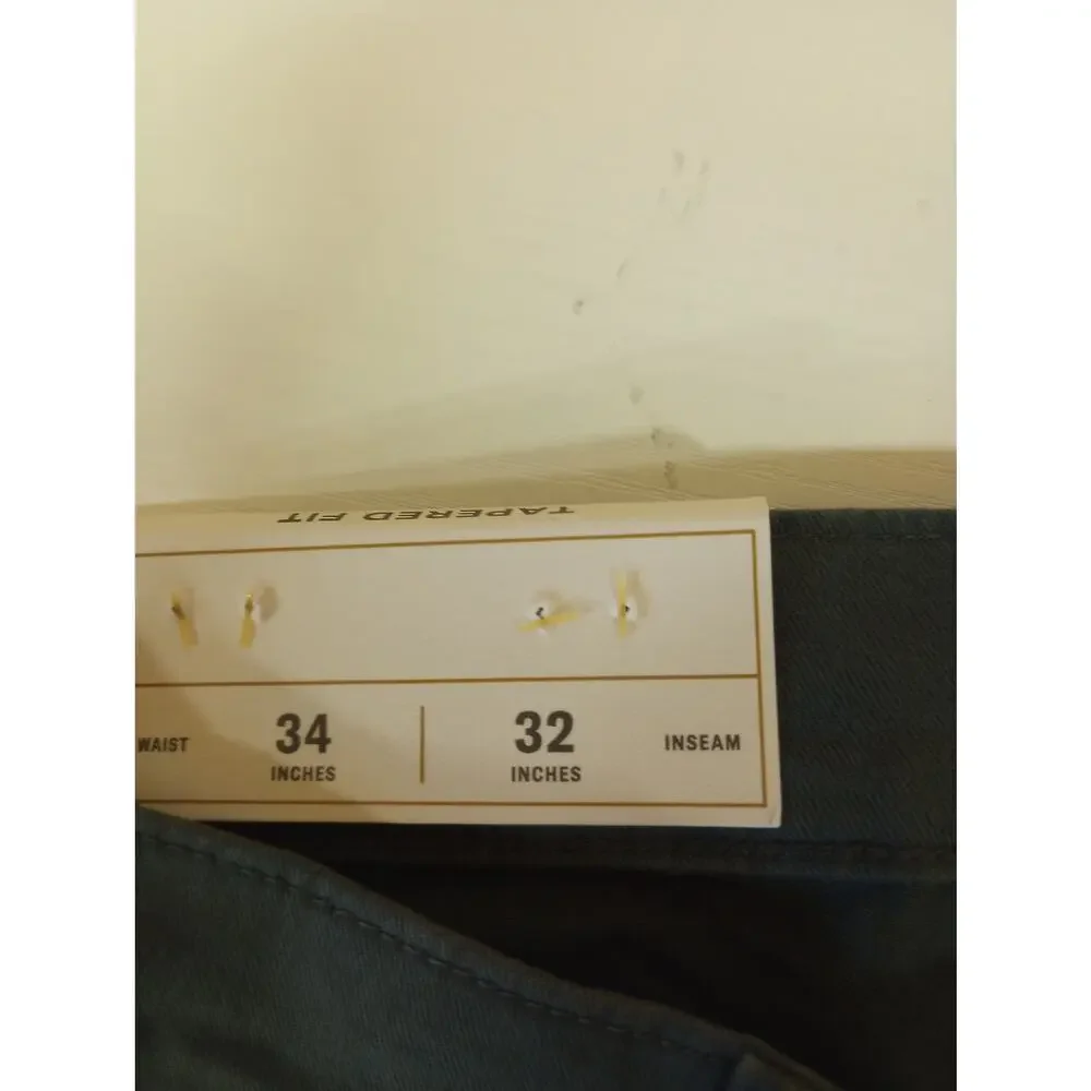 NWT Flint and Tinder Chinos Men's Size 34x32 Green 5 Pocket Tapered Fit (0980)